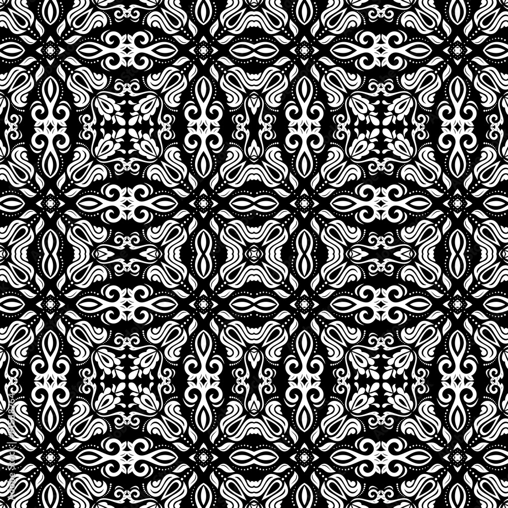 Geometric Abstract Seamless  Pattern with Black and White Colors