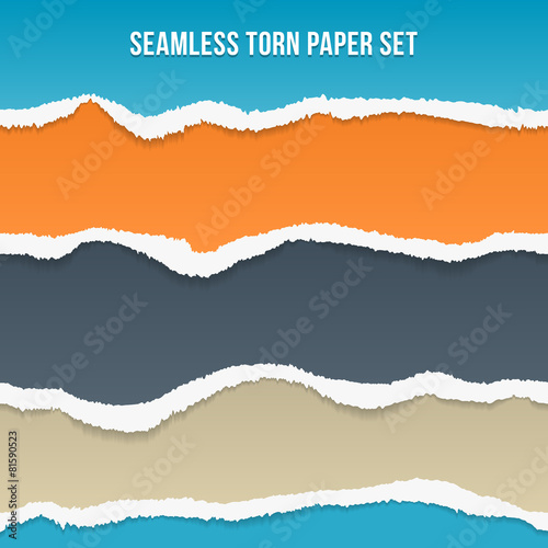 Vector seamless torn paper set