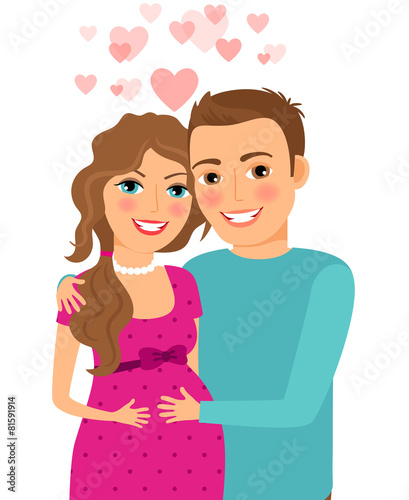 Couple in love. Pregnant woman with her husband