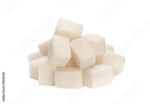 White sugar cube heap isolated