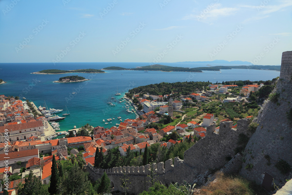 View of the city of Hvar from a fortress. Island Hvar. Croatia.