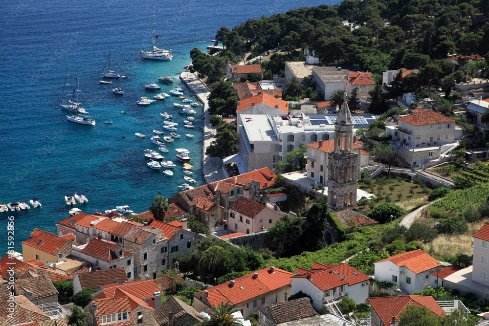 View of the city of Hvar from a fortress. Island Hvar. Croatia.