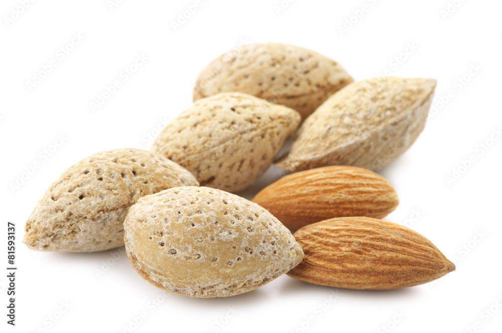 Almonds on white Almonds on white