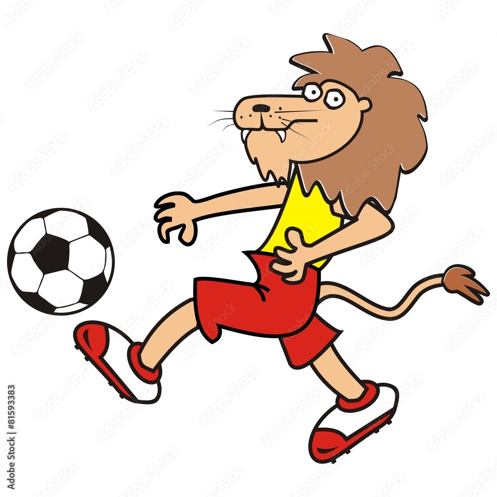 lion and ball, humorous vector illustration lion and ball, humorous vector illustration