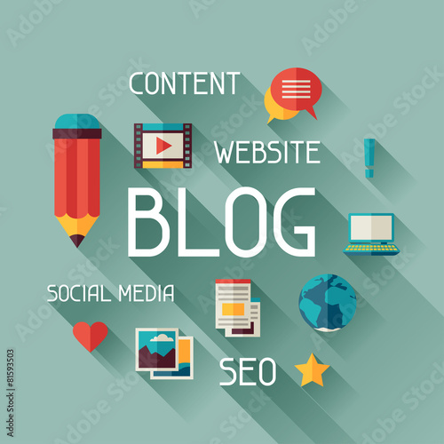 Blog concept illustration in flat design style