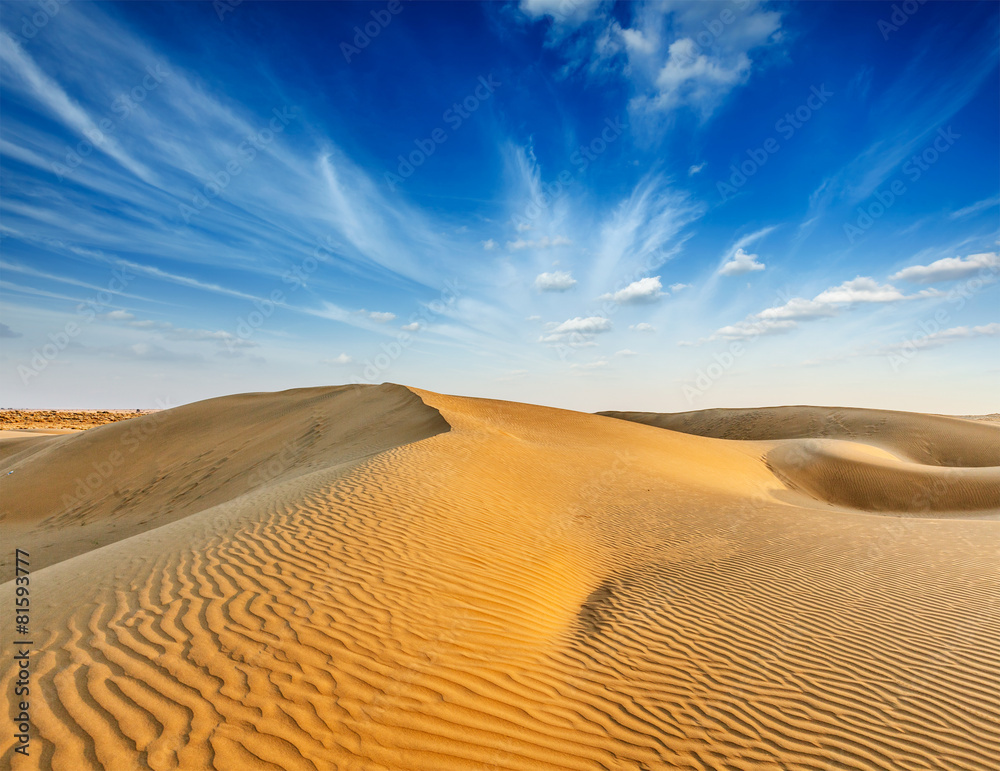 Dunes of Thar Desert, Rajasthan, India - obrazy, fototapety, plakaty 