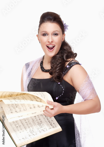 Obraz na płótnie Opera Singer Singing in her Stage Dress w salonie