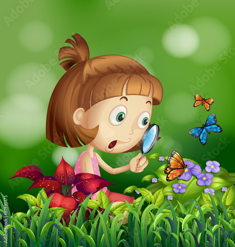 Girl and butterflies