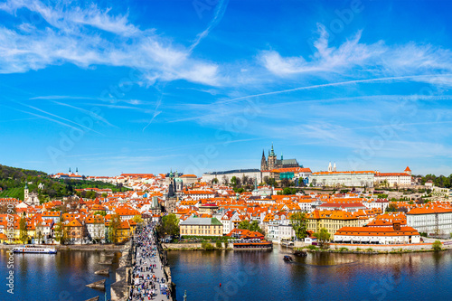 Charles bridge and Prague castle from Old town