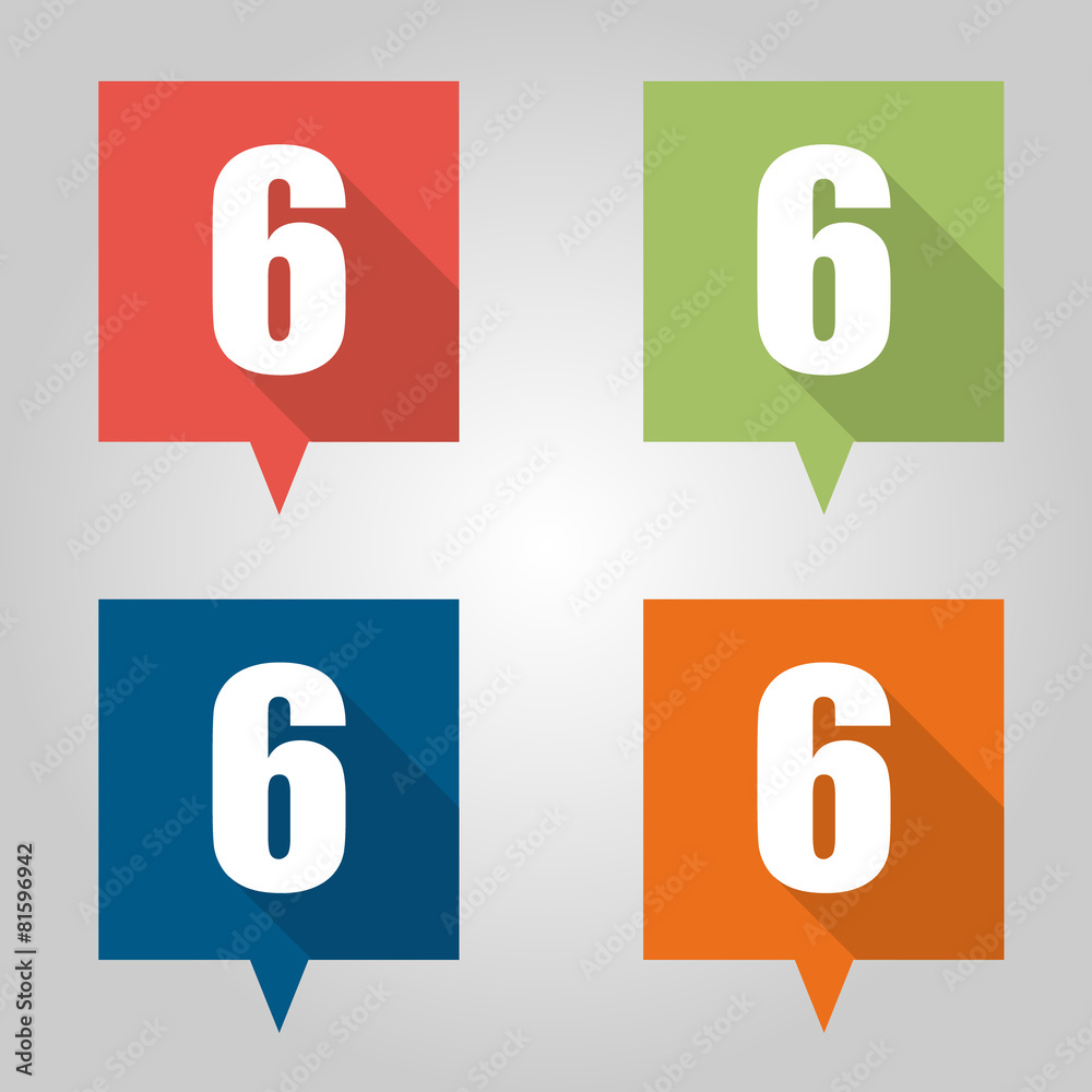 Set of flat pin marker Icons with numbers Set of flat pin marker Icons with numbers