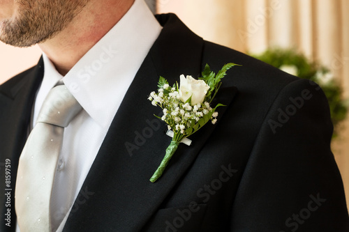 boutonniere in tuxedo