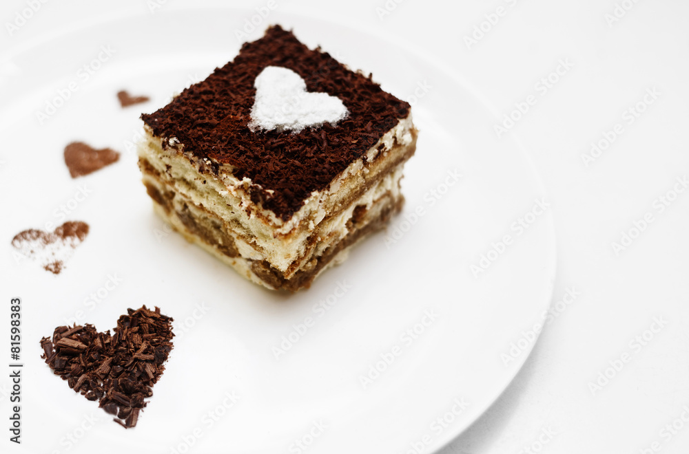 Tiramisu cake with heart Tiramisu cake with heart