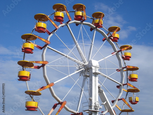 Ferris wheel on blue sky, in Tineretului park in Bucharest