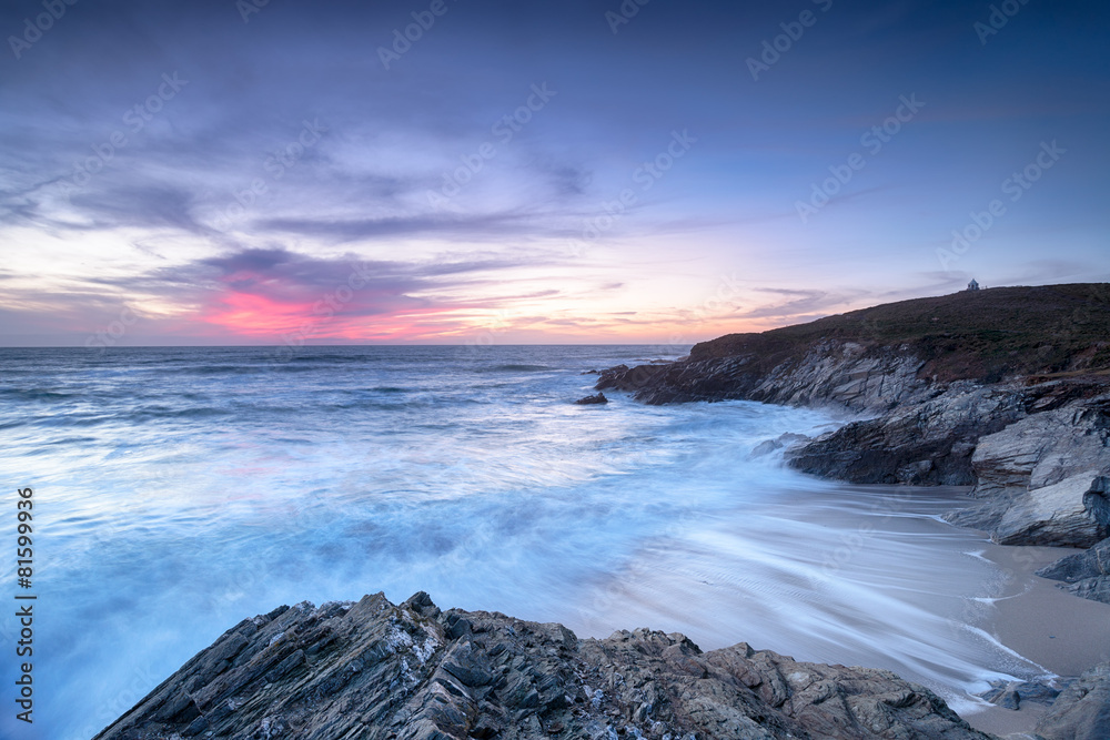 Sunset at Newquay in Cornwall