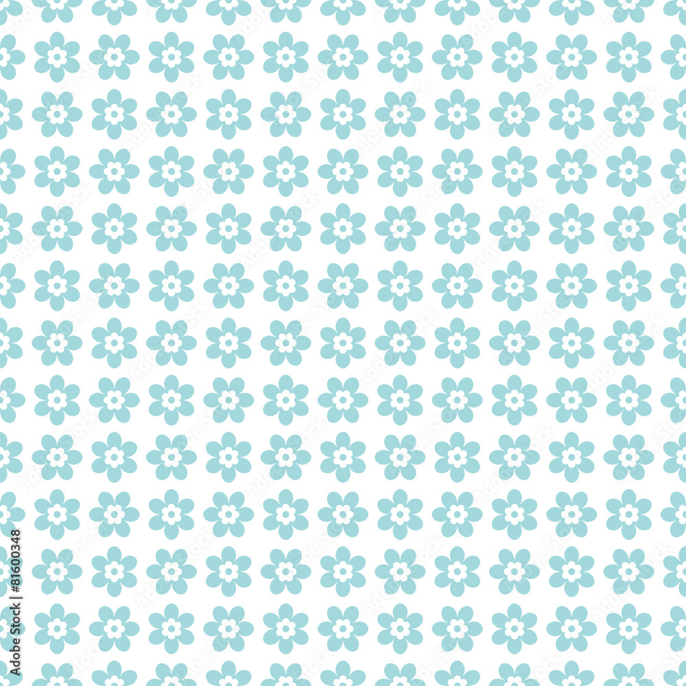 Symmetry Seamless Retro Pattern Flowers Turquoise