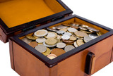 A chest full of metal coins