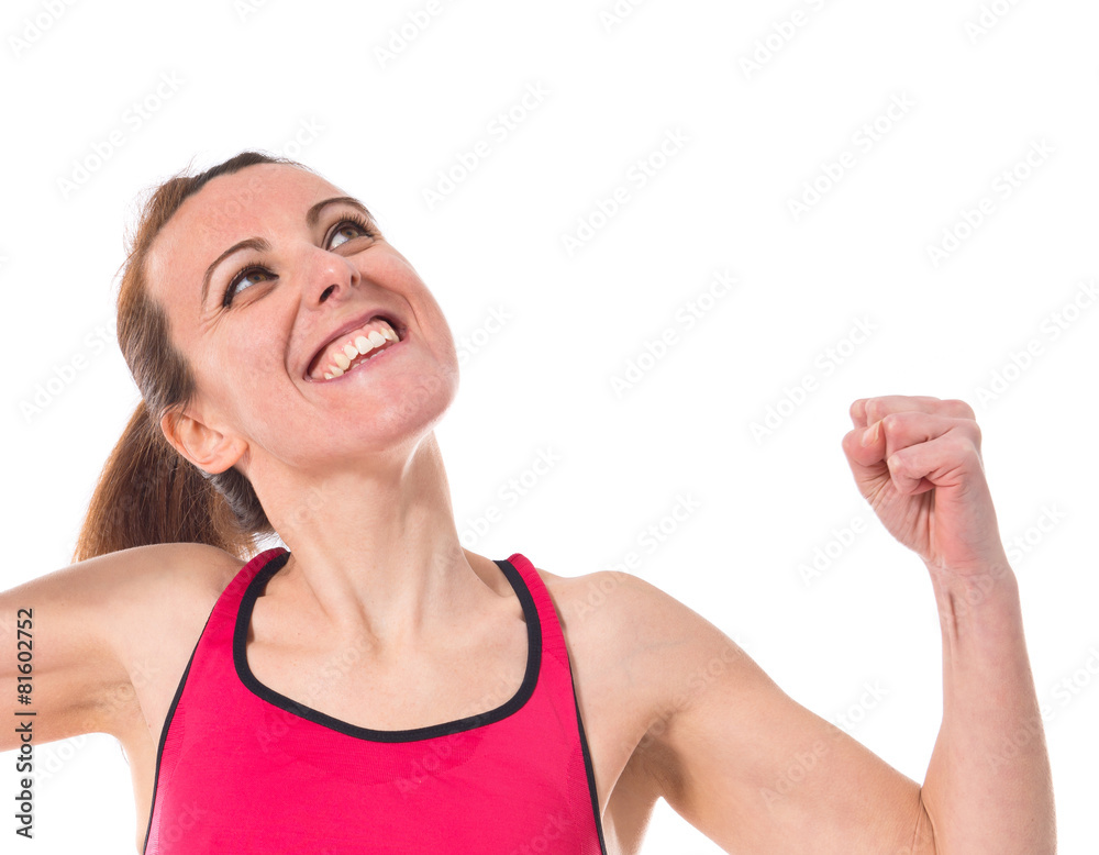 Sport woman doing victory gesture Sport woman doing victory gesture