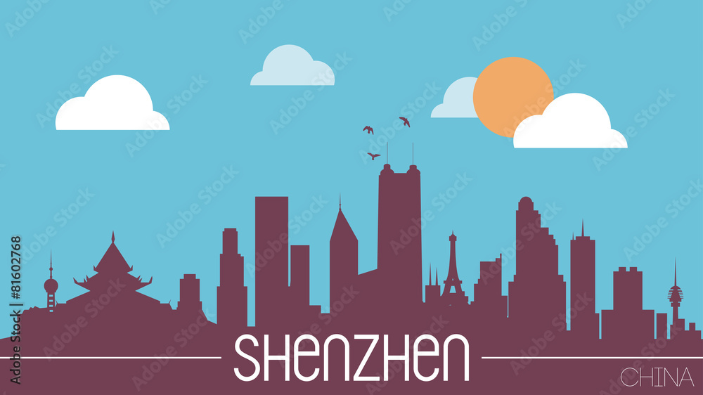 Shenzhen China skyline silhouette flat design vector
