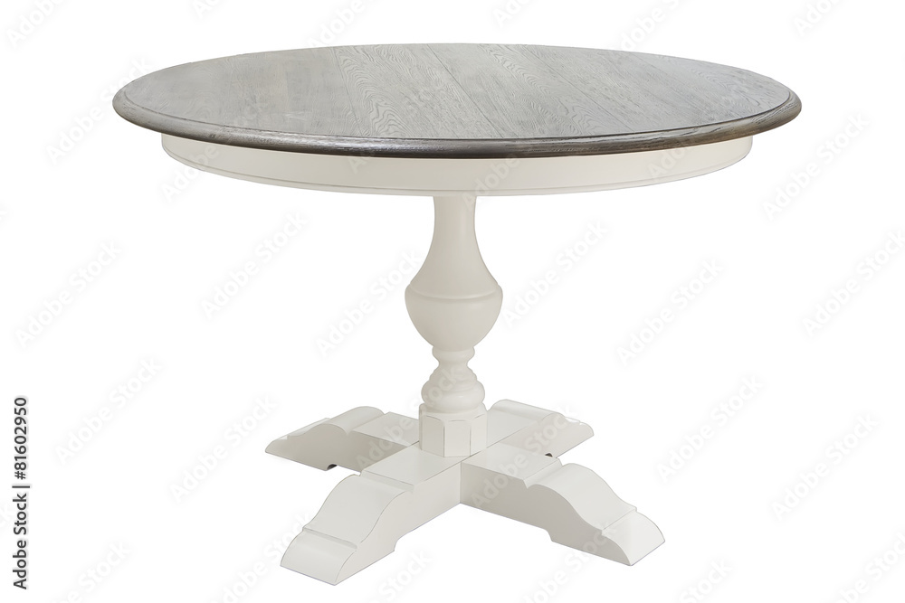antique white wooden round table isolated on white background antique white wooden round table isolated on white background