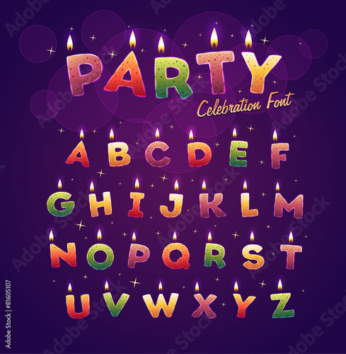 Happy Birthday alphabet. Vector illustration.
