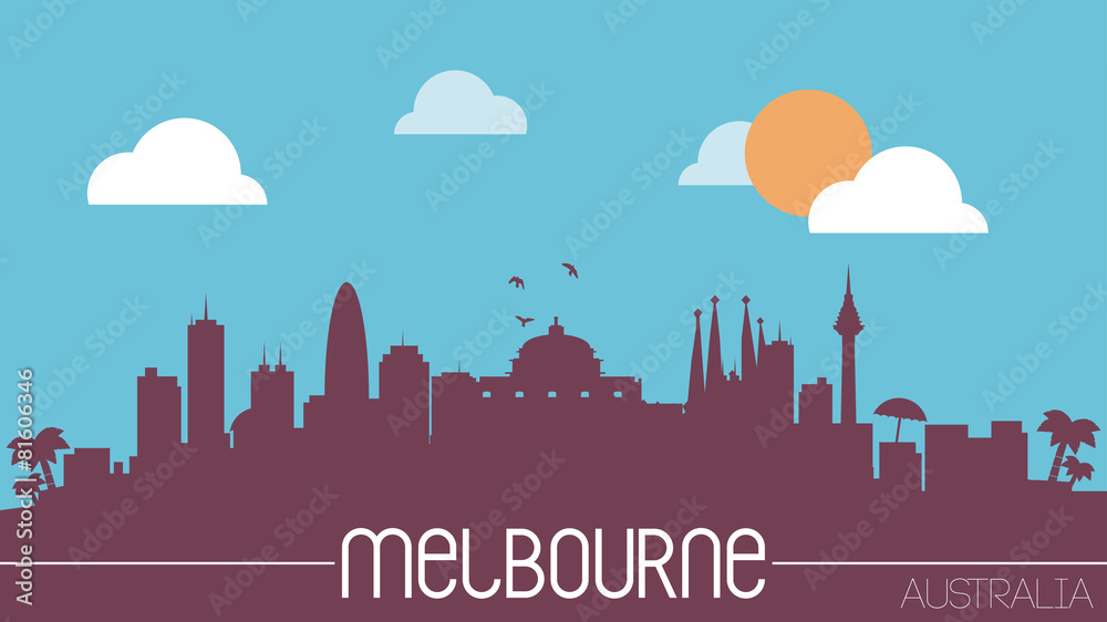 Melbourne Australia skyline silhouette flat design vector