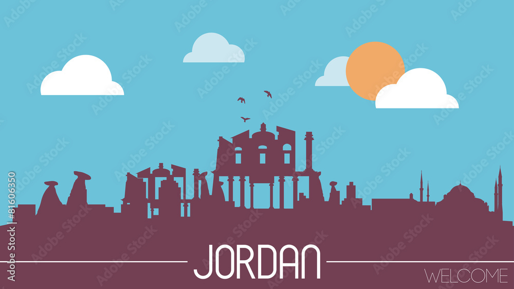 Jordan skyline silhouette flat design vector