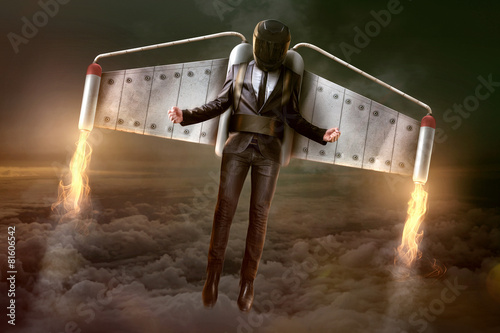 Jetpack Businessman in Flight photo