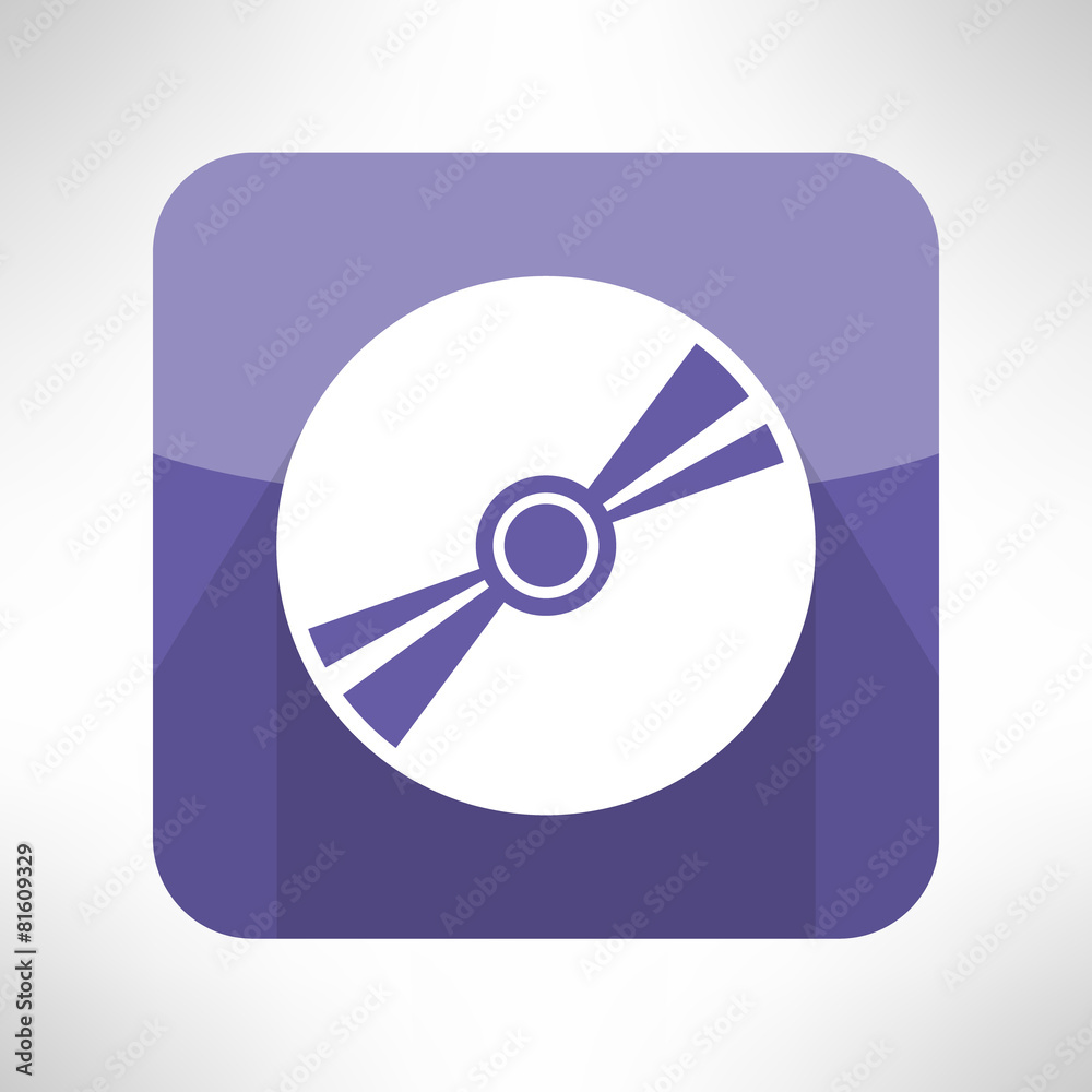 Audio disk icon im modern flat design. Musical cd with long