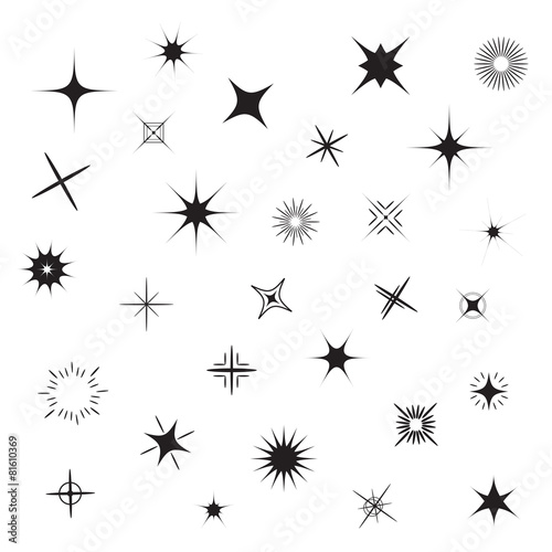Stars Sparkles black symbol set