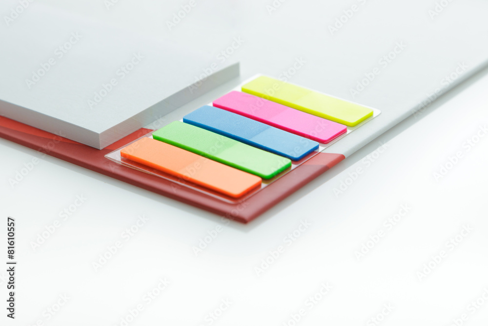 Open agenda with colored post its on the side Open agenda with colored post its on the side