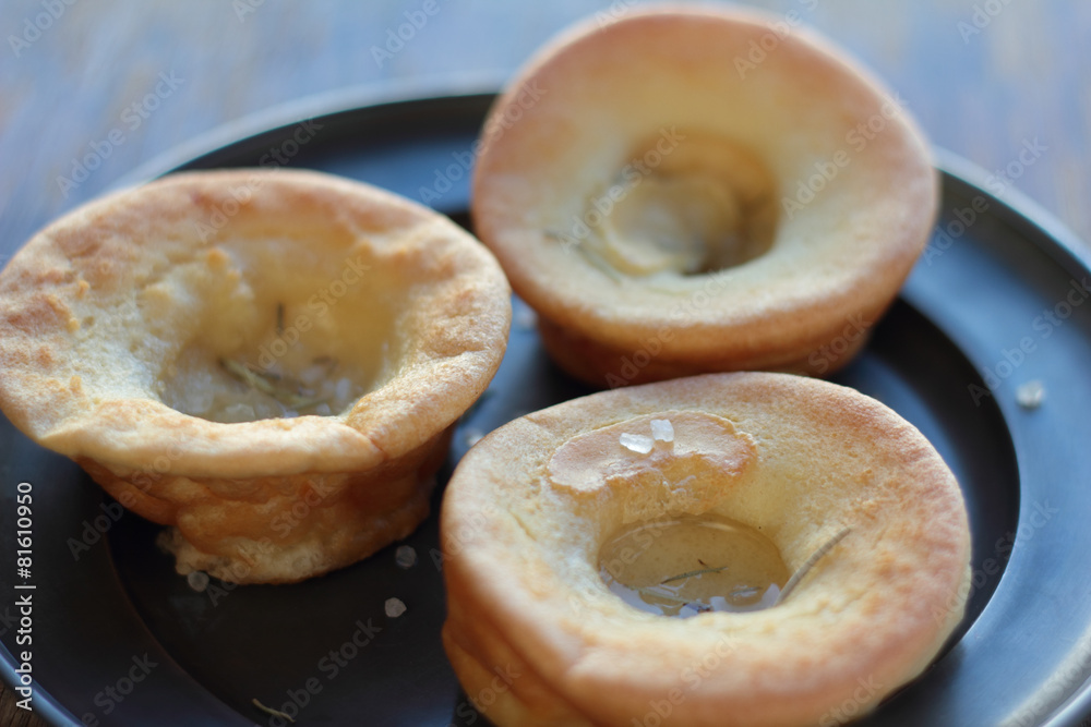 Yorkshire pudding sprinkled with sea salt and rosemary.