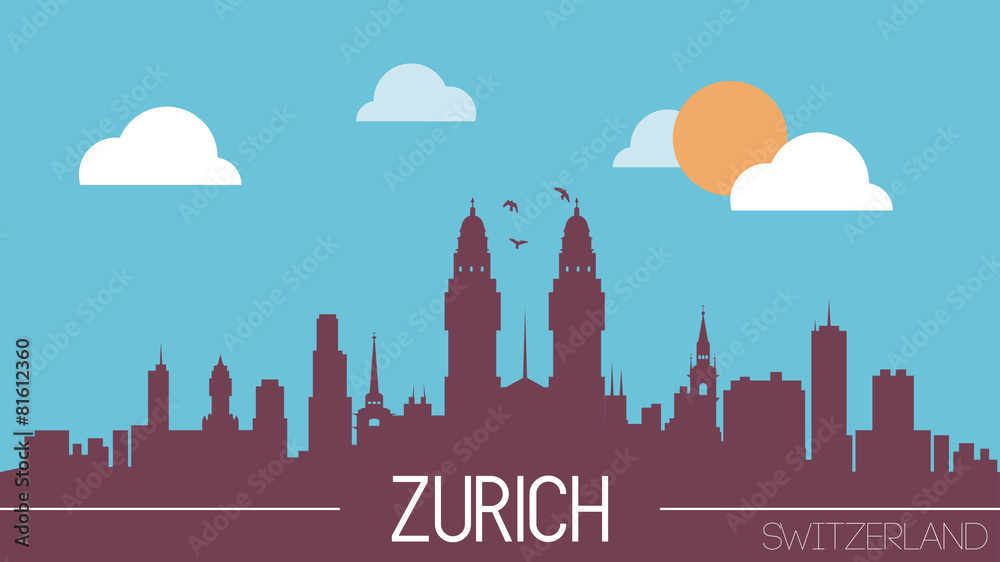 Zurich Switzerland skyline silhouette flat design vector
