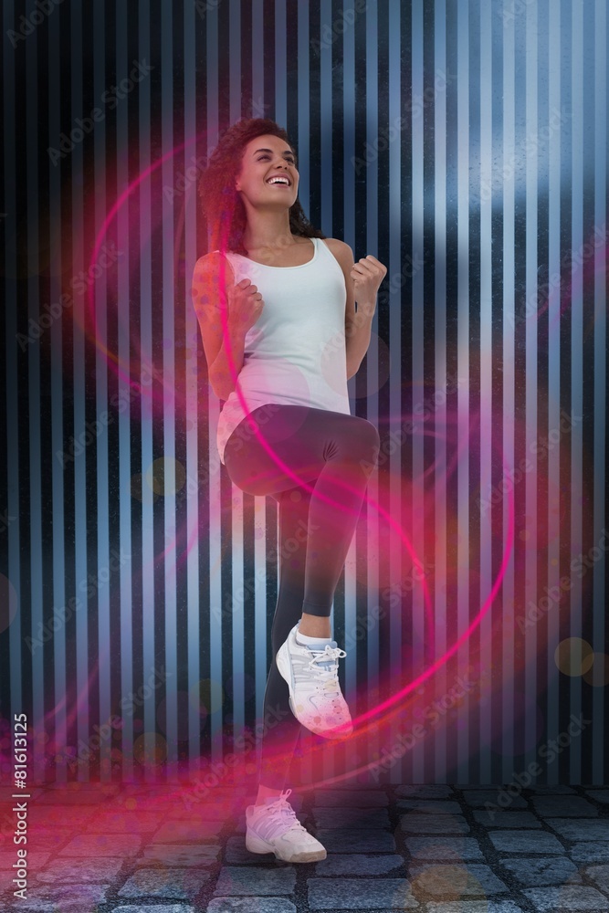 Composite image of fit woman doing aerobic exercise Composite image of fit woman doing aerobic exercise