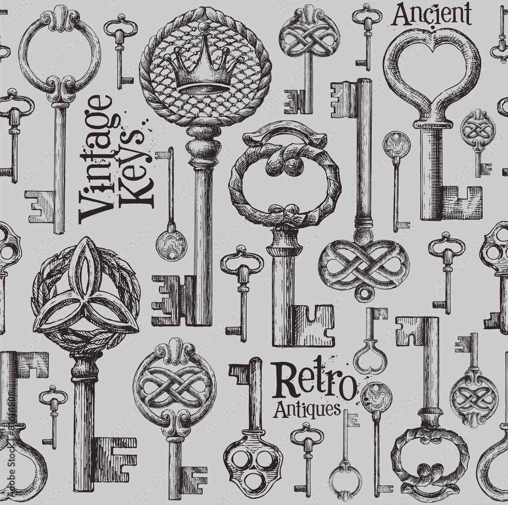 Vintage keys logo design template antiques Vector Image