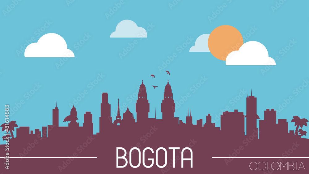 Bogota Colombia skyline silhouette flat design vector