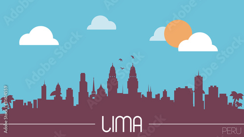 Lima Peru skyline silhouette flat design vector