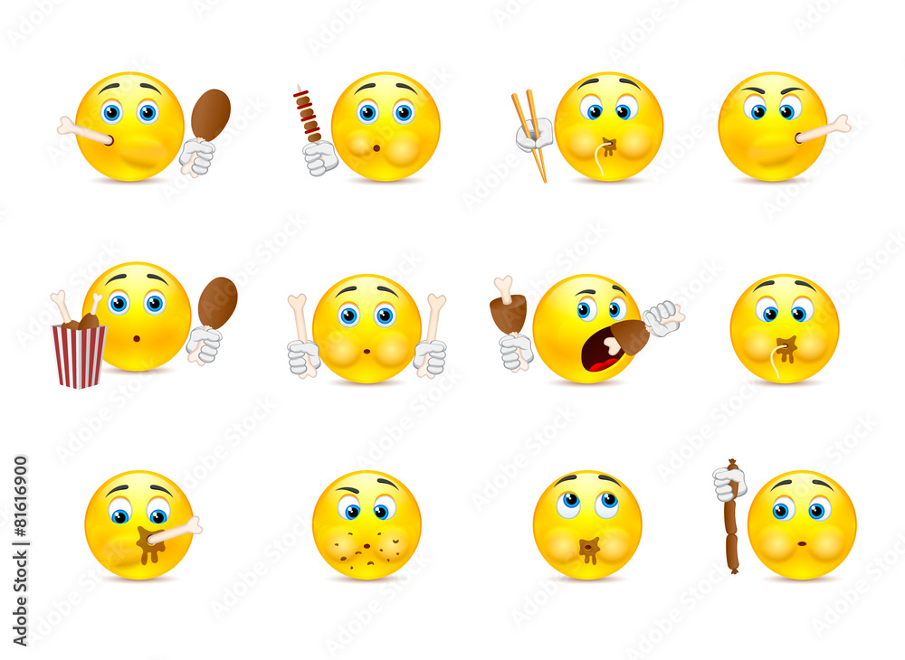 Set of smileys which eat Set of smileys which eat