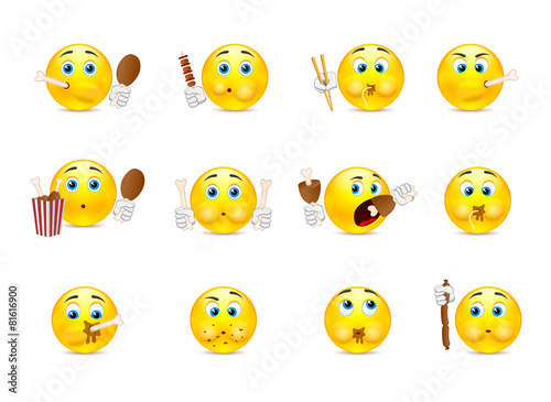 Set of smileys which eat