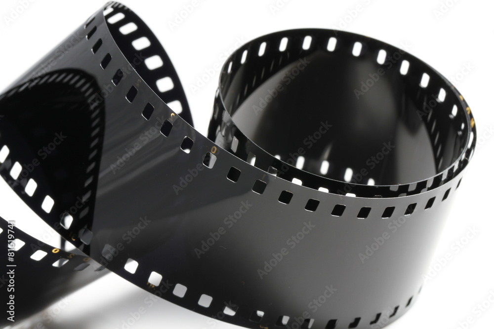 black negative film strip isolated on white background