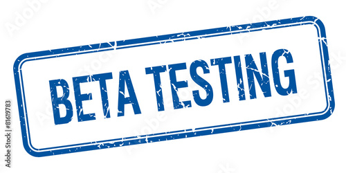beta testing blue square grungy vintage isolated stamp
