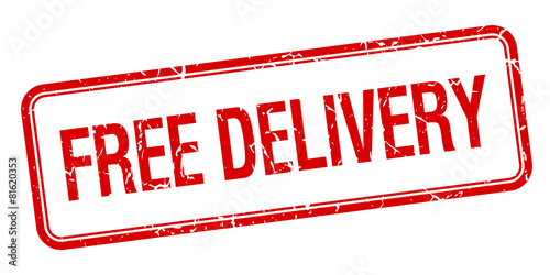 free delivery red square grungy vintage isolated stamp