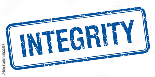 integrity blue square grungy vintage isolated stamp