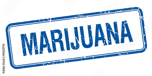 marijuana blue square grungy vintage isolated stamp