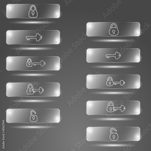 glass button keys and lock