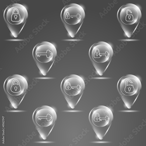 glass button keys and lock