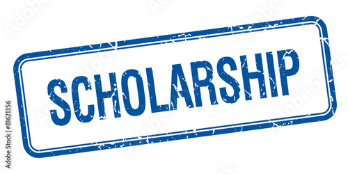 scholarship blue square grungy vintage isolated stamp