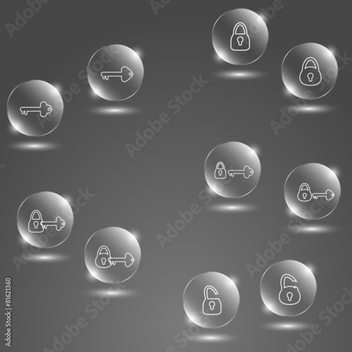 glass button keys and lock
