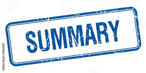 summary blue square grungy vintage isolated stamp