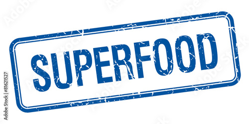 superfood blue square grungy vintage isolated stamp