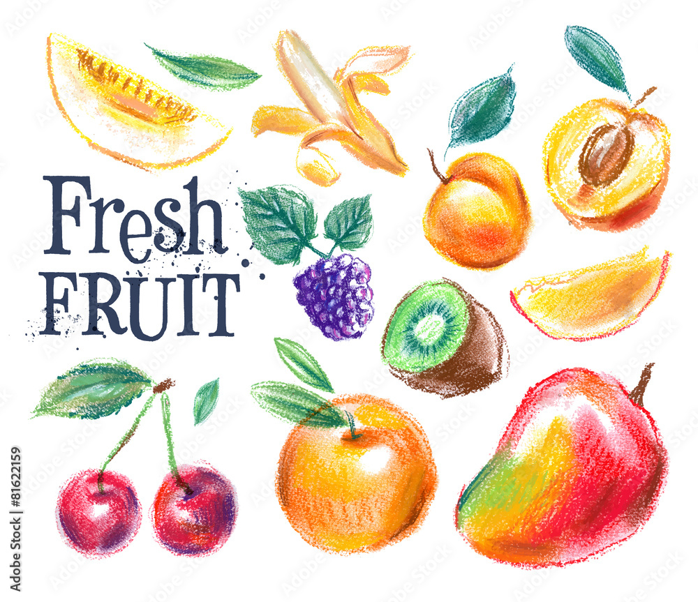 Obraz premium fresh food vector logo design template. ripe fruit or harvest
